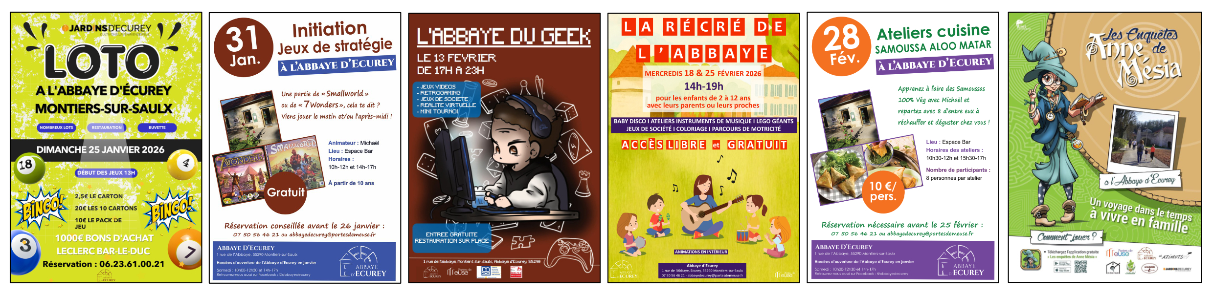 Evenements janvier et février à l'Abbaye d'Ecurey